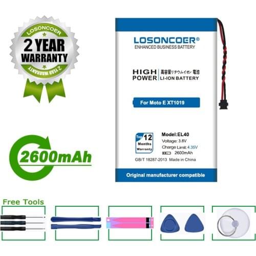 LOSONCOER Battery 2600mAh EL40 Battery For Motorola Moto E XT1019 XT830C xt1021