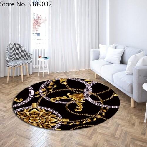 Baroque Chain Light Luxury Round Carpet Home Decor Modern Decor Vintage Area Rugs Coffee Bedroom Living Room Floor Mats Custom