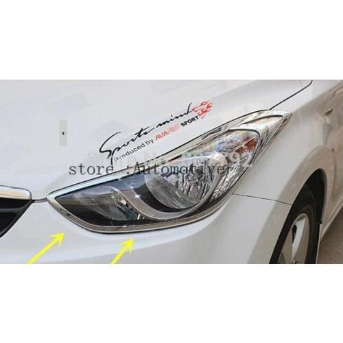 Car part front lamp cover headlight cover trim for hyundai elantra 2012 2013 2014 2015 car accessories abs chrome 2pcs per set