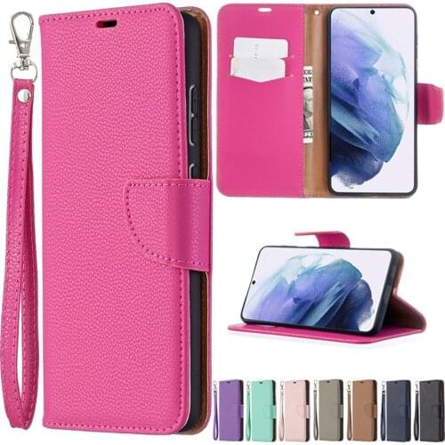 Flip Wallet Litchi Pattern Case For Samsung S21 S21Plus S21Ultra S21FE S20/S10/S9 Plus Note 10/20 Ultra A12 A22 A32 A52 A72 A82