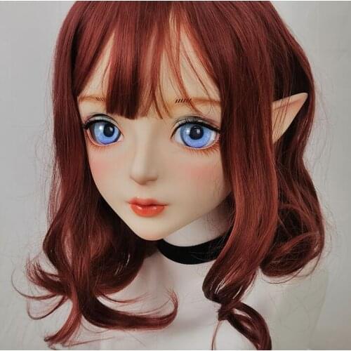 DOLLKII-S7) Quality Handmade Female Girl Resin Half Head Cosplay Japanese Role Play BJD Kigurumi Mask Crossdresser Doll Mask