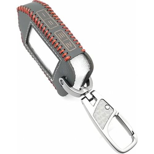 Two Way LCD Remote Fob Leather Key Chain Case Cover For Sher-khan Mobicar A Mobicar B Russian Version 2 Way Car Alarm System