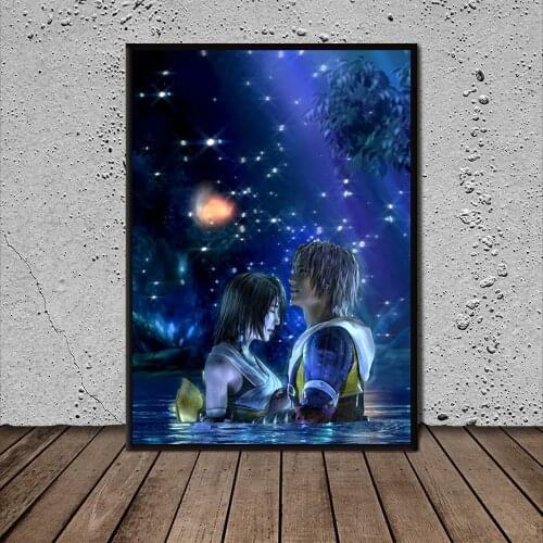 Final Fantasy X Tidus and Yuna Art Canvas Paintings for Living Room Prints Posters Wall Art Home Decoration For Boys Bedside Bac