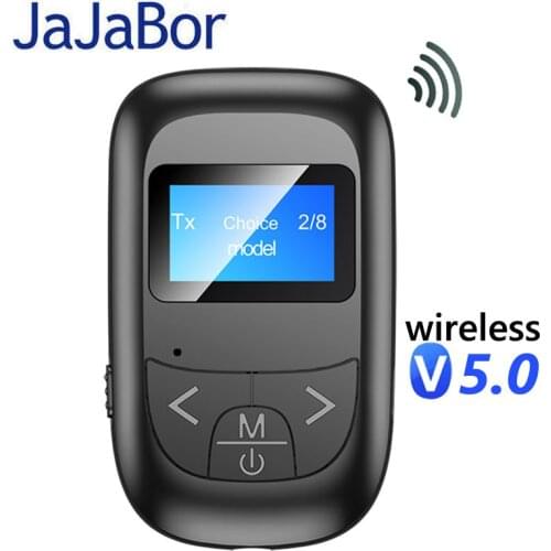 JaJaBor Bluetooth 5.0 Car Kit Adapter LED Screen Wireless 3.5mm AUX Music Audio Receiver 2 in 1 Bluetooth Transmitter Receiver