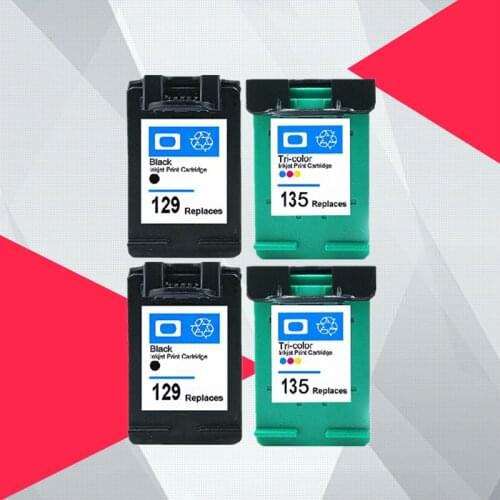 2SETS Compatible for HP 129 135 Photosmart C4140 C4150 C4170 C4173 C4175 C4180 C4183 C4188 C4190 ink cartridge for HP129 129XL