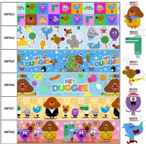 Cartoon Animals Printed Grosgrain/Satin Ribbon 10Yards 25mm/38mm/50mm/75mm Planar Resins 30 pcs Wedding DIY Material 200701