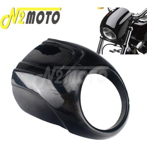 5 3/4" Round Headlight Front Cowl Headlamp Fairing ABS Plastic Head Light Fairing Mask For Harley Sportster Dyna Iron Custom