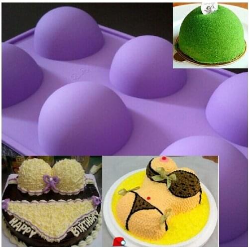 Kitchen DIY Creative 1 Pcs DIY Silicone Semicircle Cake 6 Hole Large Sphere Cake Mould Baking Tools Pudding Jelly Mold B012