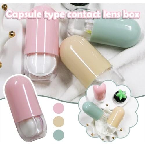 Hot Sale Capsule Shape Multicolor Transparent Portable Contact Lens Case For Women Travel Mini Kit Holder Lenses Box#dp4