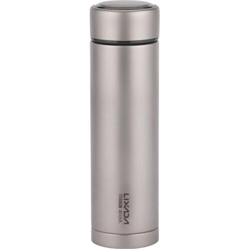 Lixada 500ml Double Wall Vacuum Insulated Titanium Water Bottle Flask Outdoor Sports Leak Proof Water Bottle Tea Bottle