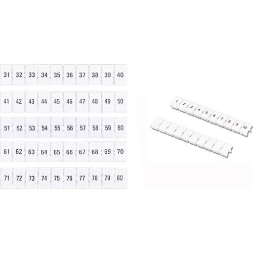 Zack Marker Strips With Standard Numbering With Blank for UK-2.5B DIN Rail Terminal Blocks ZB6 10Pcs