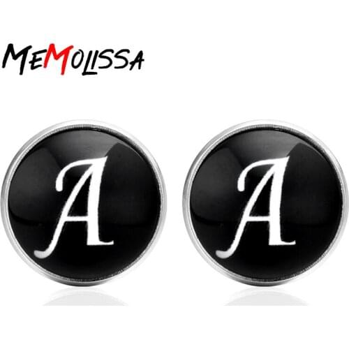MeMolissa 3 Pairs 2018 New Arrival Glass Cabochon Letter A Cufflinks For Men Unique Classic Black Copper Cool Cuff links Jewelry