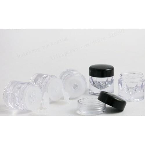 50 x 3G Mini Cute Small Powder Sample Jar with Clear Black Cap PS Powder Case 3cc Small Plastic Container with 1 3 12 holes