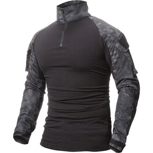 New 2020 Camouflage Tshirt Men Military Army Camo Combat Tactical T Shirt Long Sleeve Turn-down Collar Multicam tee shirt homme