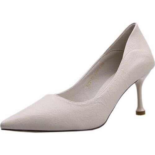 2021 Spring Autumn New Classics Womens High Heels Pointed Toe High Heel Slip-on Shallow Shoes Wear-resisting Suitable for Party