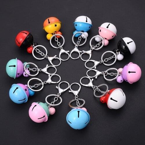 New Charm Fashion Bell Key Chain Handmade Double Color Bells Keychains For Women Men Bag Pendant Car Key Ring Keyring Gifts