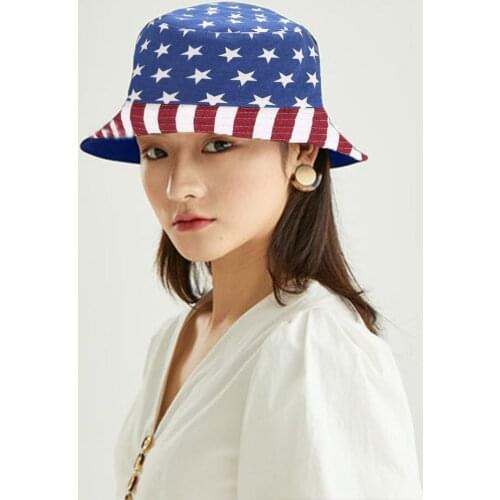 Bucket Hat Reversible American Flag Sun Hat Summer For Outdoors Camping Fishing Basin Chapeau Sun Prevent Hats
