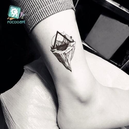 Small Size Mountain NatureTemporary Tattoos Sticker Triangle Wave Hillside Tattoo Body Art Arm Black Small Fake Tatoos For Men