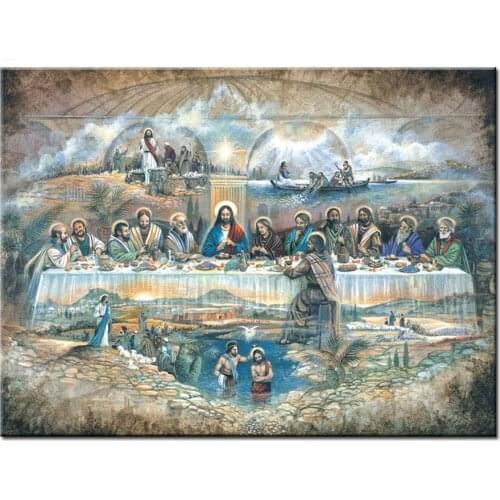 Full Round Square Embroidery Jesus Last Supper Diamond Painting 5D DIY 5D Mosaic Pictures Art Hobby Gift Home Decor FC536