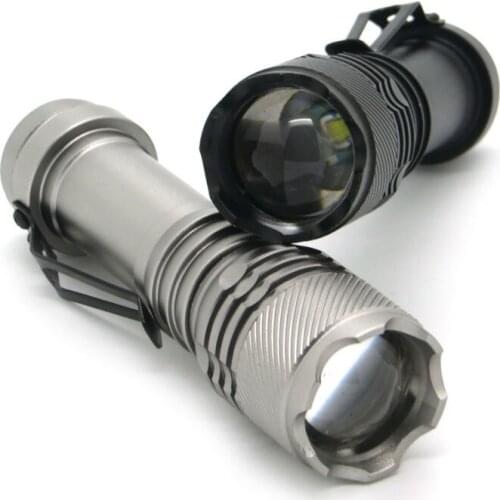 50pcs/lot Mini Portable Aluminum CREE LED Flashlight White Light LED Torch Self-Defense Attack Head for Hunting Camping