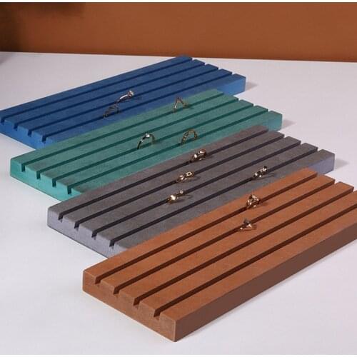 Colorful wooden ring trays holders jewellery stand jewelry organizer jewelery display ring case with 4 slots customized