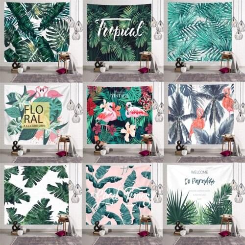 Tropical Plant Tapestry Wall Hanging Polyester Thin Bohemia Cactus Banana Leaf Print Tapestry Beach Towel Cushion