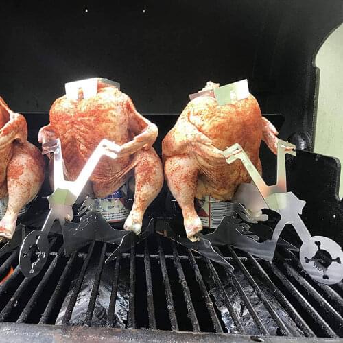 Bike Beer Can Chicken Chicken Roaster Stainless Steel Chicken Roasting Rack Funny BBQ Chicken Beef Ribs Rack Grilling baske