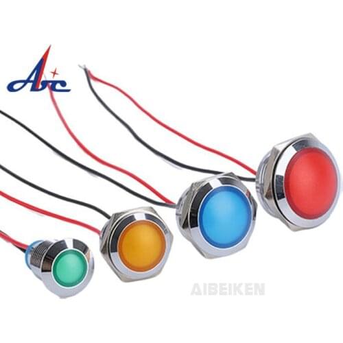 12mm Waterproof Blue Led 12V Car Indicator Light Ball Head Chrome Housing For Boat Marine Machine