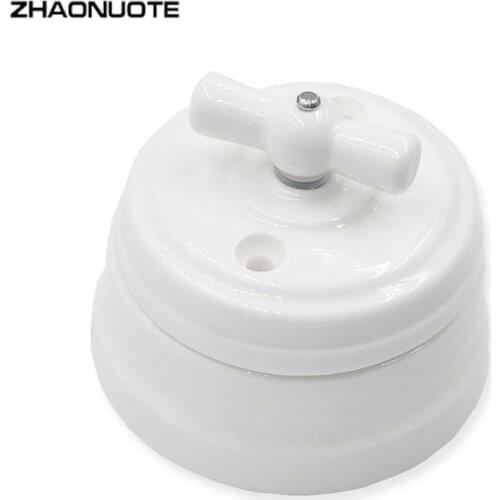 High Quality Home Improvement EU Ceramic Knob Switch Wall Lamp Electrical Switch 10A 250V Free Shipping