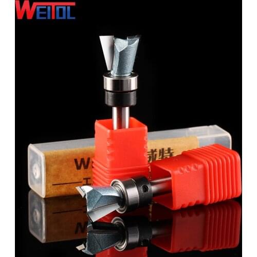 Weitol 1pcs 1/4 inch tungsten carbide Dovetail bit with bearing CNC router bits woodworking tools milling cutter