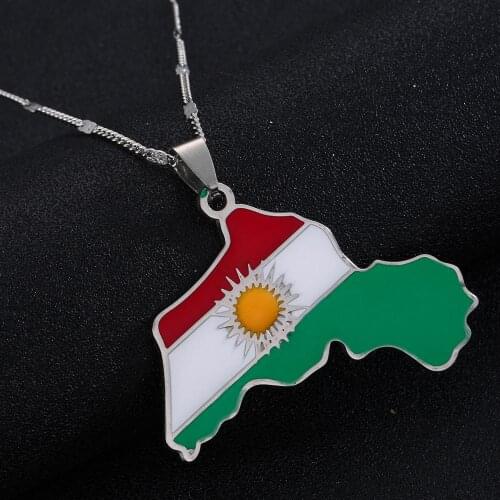 Stainless Steel Kurdistan Map Pendant Necklaces Trendy Kurdish Map Chain Jewelry