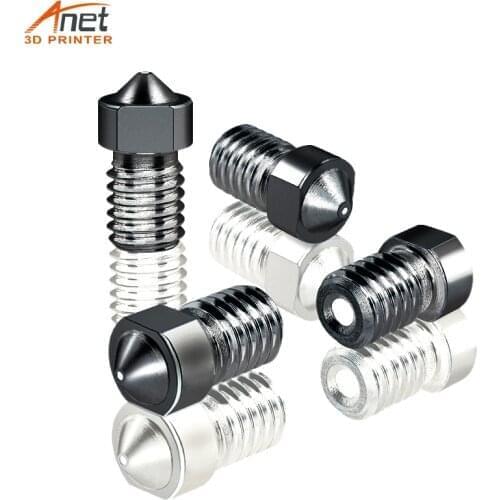 4pcs3D Printer Parts V6 Nozzle Hardened Steel Nozzle M6 Thread 1.75mm 0.2/0.3/0.4/0.5/0.6/0.8/1.0mm Filament High quality nozzle