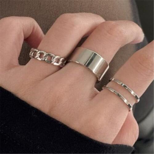 European And American Female Silver Color 3 pcs / set Index Finger Ring Hip Hop Lady Open Ring Jewelry Accessories