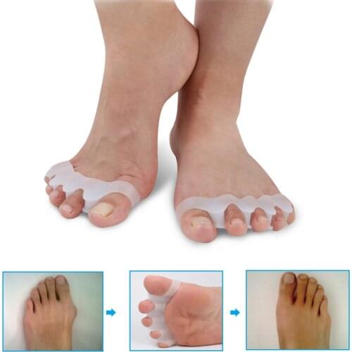 1 Pair Silicone Bunion Hallux Valgus Protector Finger Toe Separator Divider Spreader 4 Holes Thumb Valgus Guard Foot Care Tool