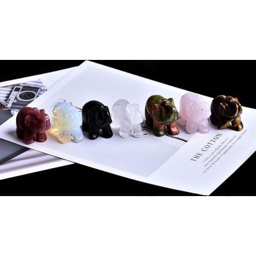 1PC Natural Rose Stone Obsidian Elephant Crystal Crafts Home Furnishings Lucky Items Aura Feng Shui Decoration