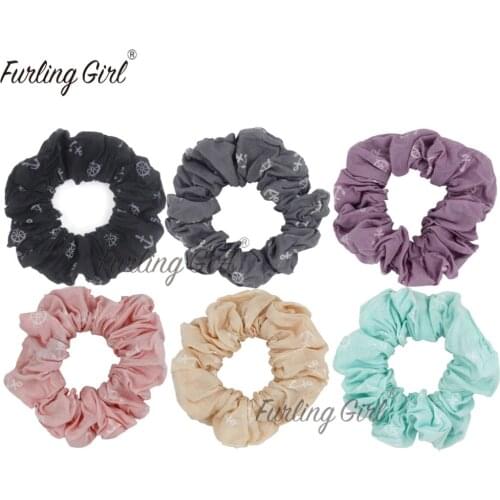 Furling Girl 1PC Anchor Printing Cotton Fabric Hair Scrunchy Ponytail Holder Hair ties Gum Hair Bands