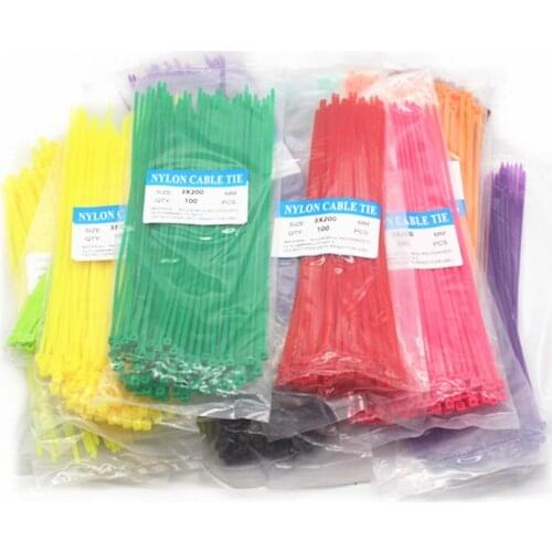 100Pcs/Bag Cable Ties 18 Colors 2.5mmx200mm 2.5mm*200mm Self-Locking Nylon Wire Cable Zip Ties White Black Wire Fasten Cable