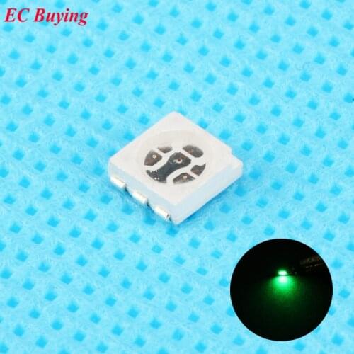 100pcs Ultra Bright 5050 LED SMD Green Chip Surface Mount 20mA Light-Emitting Diode LED SMT Bead Lamp Light DIY Practice