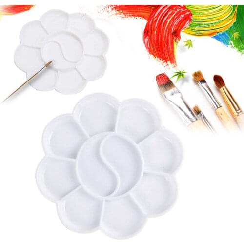 2Pcs 8 Cells Plum-shaped Paint Tray Artist Oil Watercolor White Paint Palette Plastic Art Paint Box DIY Graffiti Palette