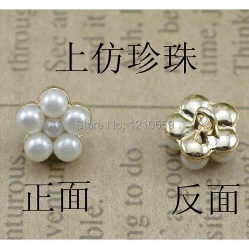 20 Pieces Tiny Gold Back Shank Alloy Imitation Faux Pearl Embellishment Button For Bags, Shoes 1CM