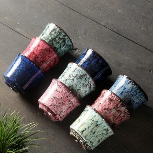 2020 Creative Kiln Baked Single Colorful Teas Cups And Coffee Mugs Porcelain Temmoku Glaze Ceramic Master Tea Cup Drinkware