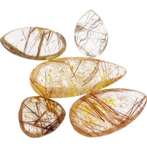 25-35mm Natural Gold Rutilated Quartz Pendant Reiki Stone for Jewelry Making