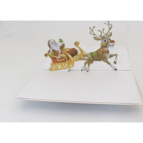 3D Handmade Comic Santa Claus Elk Sleigh Paper Invitation Greeting Cards PostCard Merry Christmas Party Children New Year Gift