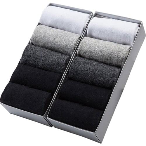 5 Pairs/Lot Men Socks Casual Business Calcetines Socks Men Winter Spring Cotton Crew Socks Classic Solid Color Man Sock Gift Box