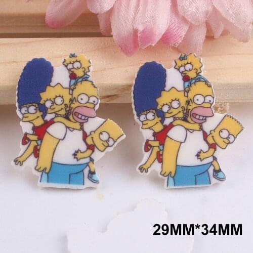 50pcs 29*34MM Cartoon Characters Flatback Resin Planar Family Resin Cabochon Hair Bow DIY Craft Resina Houten Decoratie FR153