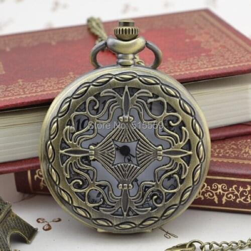 50pcs/lot DHL Free Shipping Bronze Hollow Pocket Watch High Quality Watch Necklace Gift Watch Factory Price Wholesale