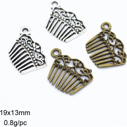 50pcs Alloy Antique Silver/Antique Bronze Hollow Comb Charms Pendant Fit For DIY Necklace Bracelet