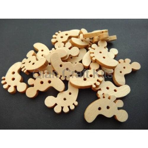 500pcs medium Wooden Bottons,Feet Shape,Footprint,Kids Sewing Buttons DIY Accessories 21x15mm wood 2 holes kawaii cabs