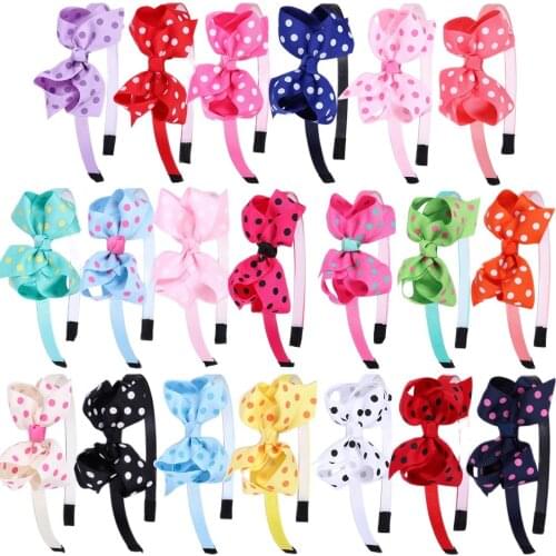1 PC Girls Party Hair Accessories 3''Hair Bows Hairband Glitter Dot Hairbows Plastic Hairbands Kids Headhoop Haedwear