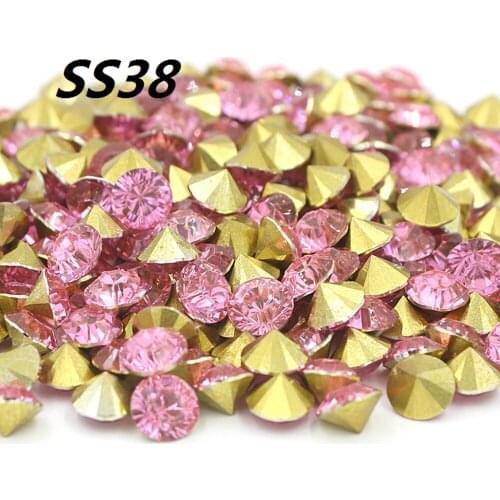 Free shipping Fashion SS38(8-8.2mm) 72pcs Sweet pink Resin rhinestones Pointback,Resin Pointback rhinestones DIY decoration